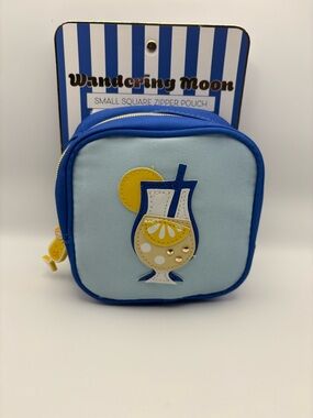 Wandering Moon Blue Lemon Small Square Zipper Pouch
